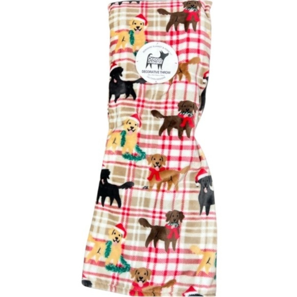 Berkshire - ‘Mix Breed Holiday Pups’ plush throw. 60” x 70” NWT Firm! Last one!
